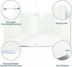 J&J worldwide Glass Dry Erase Board 6' x 4', Glass Whiteboard Magnetic, Large Frameless Glass White Boards for Walls, Includes Magnets, Marker Tray, Eraser for Office, Home, School