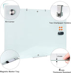 Large Glass Dry Erase Board, 72 x 48 Inches Magnetic Glass Whiteboard for Wall, 6' x 4' Frameless Board for Office, Home, School