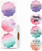 2''2'' Flower Thermal Sticker Labels, 500 Self-Adhesive Direct Thermal Labels/1 Roll, Multi-Purpose for DIY Logo Design, Name Tag, QR Code, Nebula