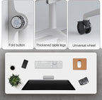 Folding Conference Table, Modern Large Conference Room Tables with Flip-Top Design, Foldable Conference Table Meeting Table with Wheels, Mobile Seminar Training Tables for Office Classroom (6, White)