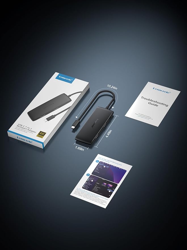 Lemorele Docking Station Dual Monitor 4K 60Hz, 7 in 1 USB C Dongle Multiport Hub Adapter w/2 HDMI + 1 USB 3.0+ 3 USB 2.0+ 1 PD 100W, for MacBook/Dell/HP/Lenovo ThinkPad Type-C Laptop