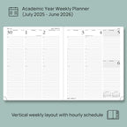 POPRUN Planner 2025-2026, (Large 8.5'' x 10.5'' Hard Cover) Academic Calendar (July 25-June 26) Daily Weekly and Monthly Appointment Book with Hourly Time Slots, Monthly Tabs, 100 GSM - Midnight Green