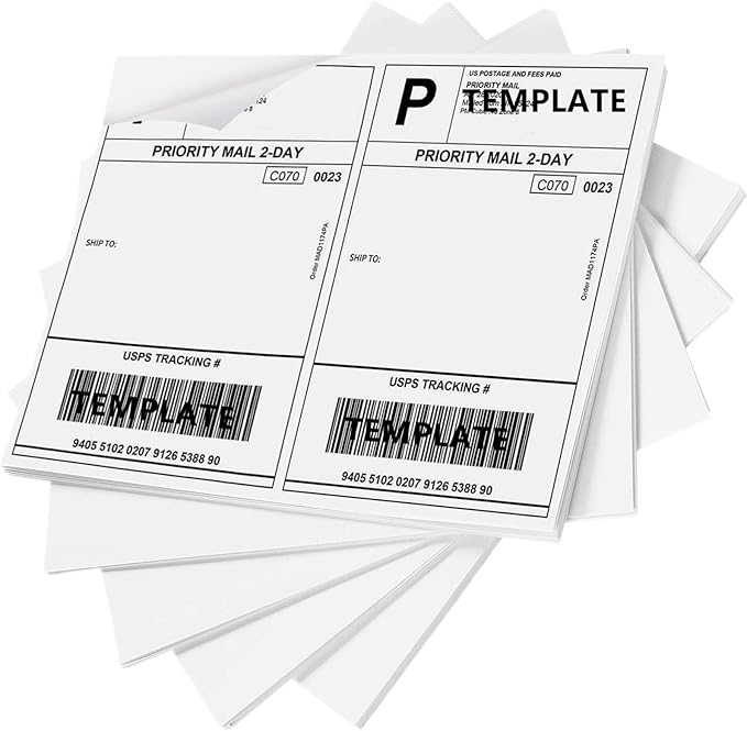 Coopaty Half Sheet Shipping Labels for Laser and Inkjet Printers 8.5 x 5.5 Mailing Address Labels, Permanent Adhesive (2000 Sheets, 4000 Labels)