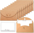 40 Pack Mini Envelopes with Heart Shaped Clasp, Small Kraft Paper Envelopes with Love You Card Cards with Blank Cards for Business Card for Gift Cards Weddings Party Favors (4.1 x 2.8 inch)
