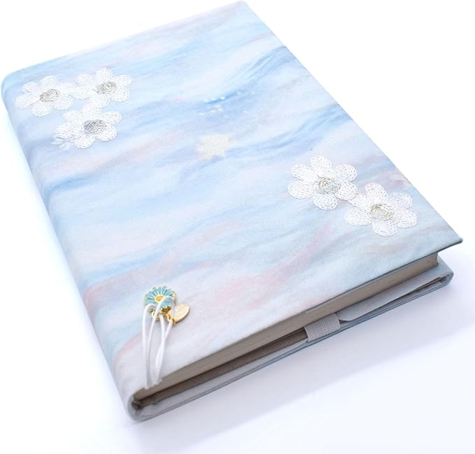 BLBMH Bookmark Book Covers for Paperbacks 5.5x8.5 Book Cover for Privacy Hardcover Adjustable Book Sleeve for Soft Cover Books Fabric Softcover Protector for Women - Flower B 8.5in