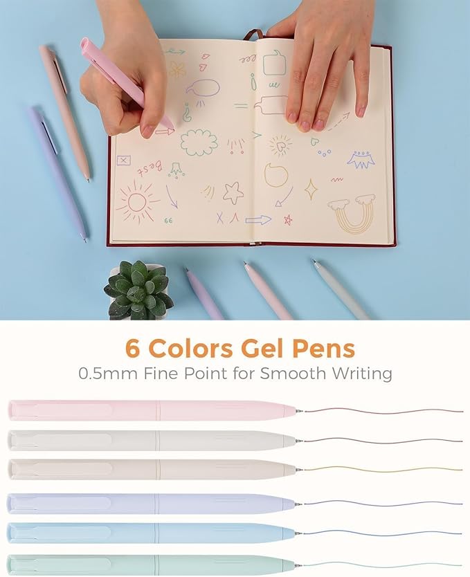 SKYDUE Cute School Supplies 44 PCS, Aesthetic Pencil Case with 12 Pastel Highlighters, 5 Black Gel Pens, 6 Color Gel Pens & Mechanical Pencils, College Essentials Students Stationary Set Green