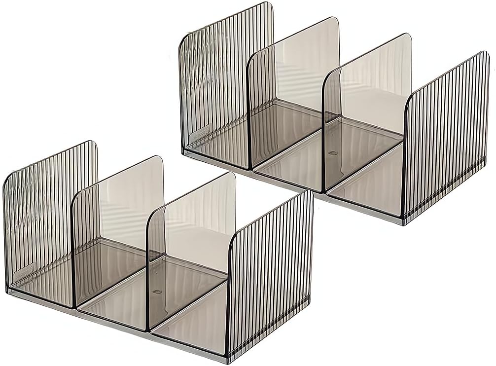 Acrylic Desk File Organizer,Office desktop Folder Mail Organizer,Letter Book record Magazine Holder (gray 2 Pack)