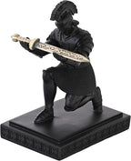 Roman Praetorian Warrior Knight Pen Holder Desk Ornament Resin Pencil Holder Desk Accessories and Organizer For Office with a Letter Opener (Black)