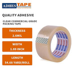 ADHES Shipping Tape Packaging Tape Packing Tape for Moving Boxes, 54.68yard Per Roll 1.88inch Width 2.6Mil Thickness