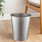 Monarch Abode Pewter Hand Hammered Metal Wastebasket for Home Office Bedroom, Decorative Waste Basket, Modern Bathroom Garbage Can, Durable & Decorative Trash Bin, Pewter Bathroom Trash Can