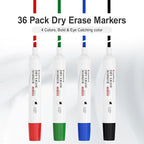 Comix Dry Erase Markers, Chisel Tip White Board Markers, 36 Bulk 4 Assorted Colors Low Odor Markers for Teachers Office & School Supplies