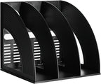 SAYEEC Desk Organizer File Magazine Storage Holder with 3 Vertical Compartments Rack Magazine Divider for Office Organization Home Workspace,Black