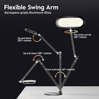 Eye-Caring Desk Lamp for Home Office – LED Soft Light with Knob Remote, Stepless Dimming & Color, Memory, Metal Table Lamp for Zoom, Studying, Video Conference, Flicker-Free, Glare-Free