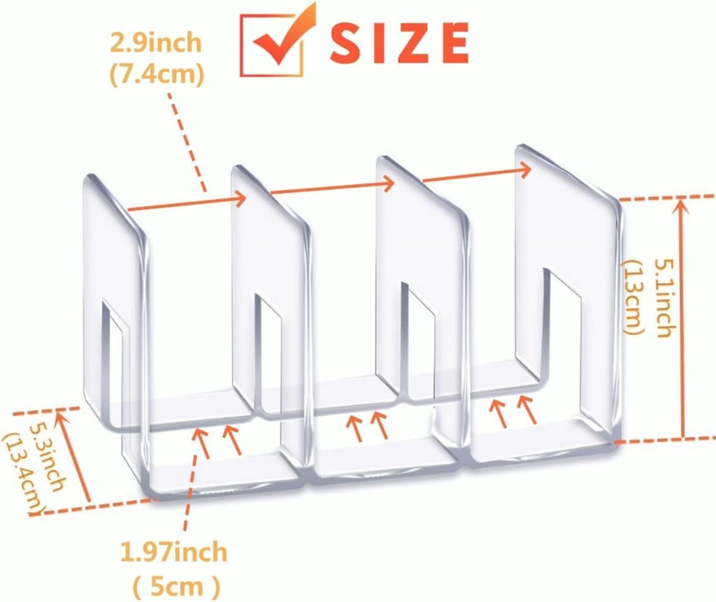 LUGUNU Clear Acrylic Purse Organizer - 3-Section Divider for Handbag Closet Storage - Durable Rack for Purses, Clutches More (Set of 4)