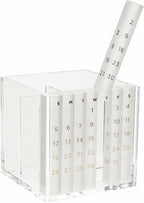 russell+hazel Acrylic Perpetual Calendar and Pencil Bloc Two Compartment Pen Cup, Office Supplies, Clear, 4” x 4”