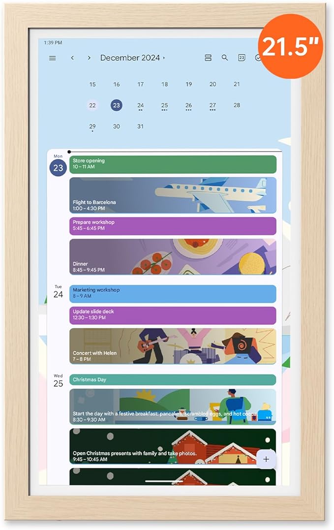 ApoloSign Digital Calendar: Electronic Calendar, Smart Touchscreen Interactive Display for Chore Chart, Family Schedules Planner, Supports All Apps via Google Play (Yellow, 21.5-inch)