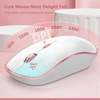 J JOYACCESS Wireless Keyboard Mouse Combo,Typewriter Keyboard Wireless, Portable Pink Wireless Keyboard for Computer/Laptop/Windows/Mac