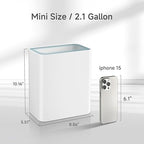 TIPGO Small Metal Trash Can, 2.1 Gallon Slim Trash Can for Bathroom, Wastebasket Garbage Bin for Bedroom, Office, Kitchen, Under Sink (White)