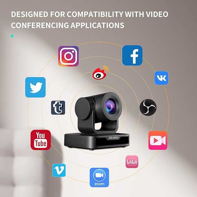 FEELWORLD USB10X USB PTZ Video Conference Camera with 10X Optical Zoom 1080P for Live Streaming Church Business Education Medical Conference Room Camera System