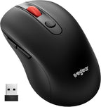 USB Mouse Wireless, 2.4G Cordless Computer Mouse with 6 Buttons, 5-Level Adjustable 4000 DPI, Ergonomic Portable Optical Computer Mice for Laptop, PC, Mac, iPad, 24-Month Battery Life (Black)