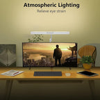 Micomlan Led Desk Lamp for Home Office, White Architect Desk Lamp with Clamp for Crafting, 24W Bright Rotatable Led Table Light Stepless Dimming Tempering Wide Computer Light with Atmosphere Lighting