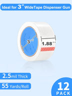 JARLINK Clear Packing Tape (12 Rolls), Heavy Duty Packaging Tape for Shipping Packaging Moving Sealing, 1.88 inches Wide, 55 Yards Per Roll, 660 Total Yards