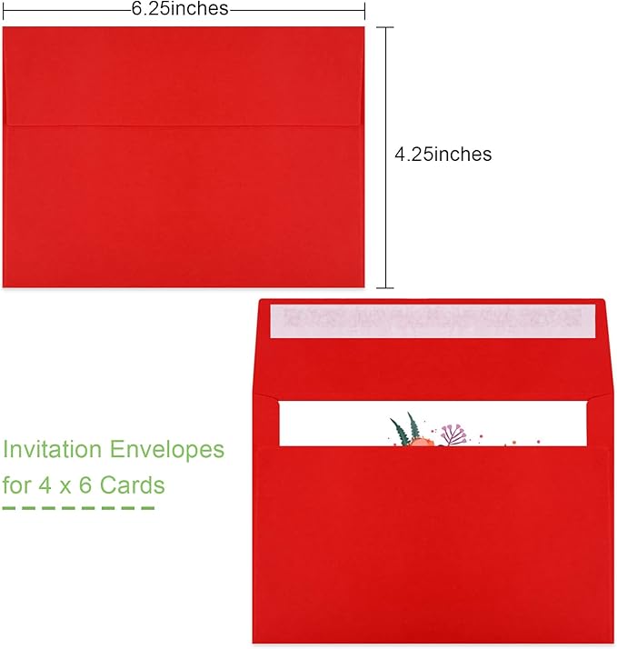 70 Packs A4 Envelope, Red A4 Envelopes, 4x6 Photo Envelopes for Invitations, Envelopes Self Seal for Weddings, Baby Shower, Photos, Postcards, Greeting Cards, Mailing