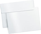 White Shimmer Blank Cards and Envelopes, Goefun 5x7 Flat Cardstock and A7 Envelopes Self Seal 100 Pack for Wedding, Invitations, DIY Greeting Cardstock, Thank You Cards & All Occasion (Unfolded)