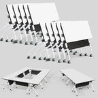Conference Table, Folding Conference Room Tables, Mobile Training Tables with Silent Wheels, Large Rectangular Modular Seminar Table Office Computer Desks for Classroom White (10Pack L55.1in)