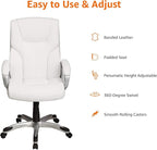 Amazon Basics Executive Home Office Desk Chair with Padded Armrests, Adjustable Height and Tilt, Rolling Swivel Chair, 275 Pound Capacity, White and Pewter