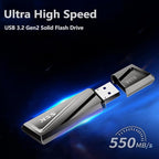 SSK 512GB USB Flash Drive 550MB/s USB 3.2 Gen2 USB Thumb Drive Fast Transfer Speed Externel Solid State Drive +USB C Adapter USB C Memory Stick for Type C Smartphone,MacBook/Pro/Air Laptop and More