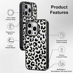 MOSNOVO Magnetic Case for iPhone 15 Pro, 10ft Military-Grade Protection, Compatible with Magsafe, Shockproof Phone Case for iPhone 15 Pro - Black Leopard Print - Clear Black