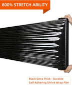 Black Stretch Film/Wrapping Paper Thickness, 18 Inch 1500 Feet Plastic wrap roll,Industrial Strength, Heavy Duty Shrink Wrap idea for Moving, Shipping, and Pallet Packing