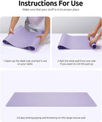 YSAGi Leather Desk Protector, Office Mat, Large Mouse Mat, Non-Slip PU Leather Blotter, Laptop Pad, Waterproof Writing Pad for Office and Home (Light Purple, 23.6" x 13.8")