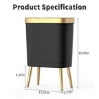 Procade 2Pack Office Trash Can with Lid, 4 Gallon Gold Trash Can Bathroom, Black Garbage Can with Push Button, Narrow Garbage Bin Waste Basket for Bedroom, Kitchen, Toilet