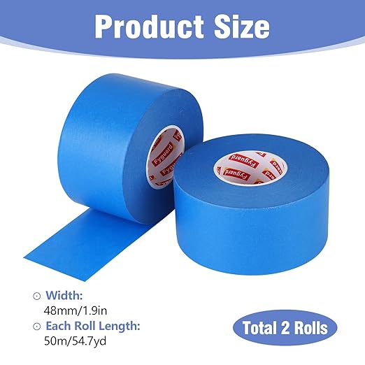 2 Roll Painters Tape 1.89In × 55Yard Blue Painters Tape Bulk Multi-Surface Blue Masking Tape for Wall Painting Edge Treatment DIY Crafts