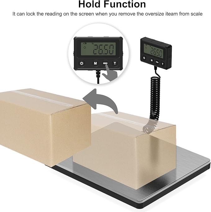 Maxus Shipping Scale 440lb, LCD Digital Postal Scale with Hold and Tare Funtion, Postage Scale for Packages Luggage Post Office Warehouse, Battery and Tape-c Power, Black