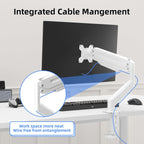 Suptek Single Monitor Mount Adjustable Gas Spring Monitor Arm Desk Mount Stand Fits 17 20 22 23 24 26 27 32 33 inch Monitors,Holds up to 22 lbs,White(MD18W)