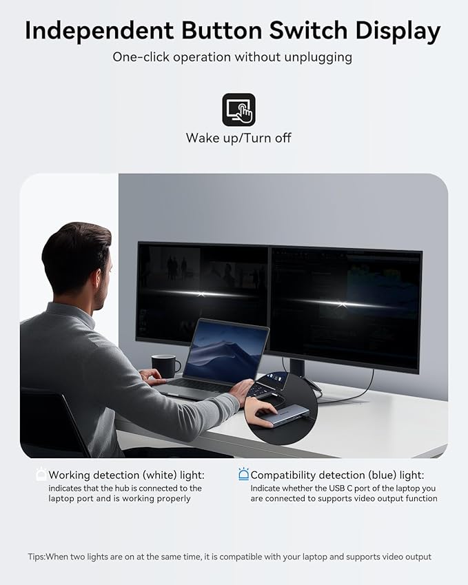 USB C Docking Station Dual Monitor 15 in 1 Laptop Docking Station Triple Display for Dell HP Lenovo Thinkpad Surface, USB C Hub Multiple Adapter Dongle with 4K HDMI+VGA+USB Port+Button+PD+Ethernet