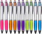 MiSiBao Stylus Pens for Touch Screens, Medium Point Pens with Crystals for Women and Kids Black Ink Pen with Stylus Ballpoint Pens with Comfort Grip for The Ipad(10 Count+4 Refills)