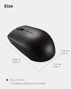 Lenovo 300 Wireless Mouse – Computer Mouse for PC, Laptop with Windows – Ambidextrous Design – 2.4 GHz Nano USB Receiver – 12 Month Battery Life