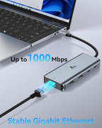 LIONWEI 9 in 1 Laptop Docking Station, Dual HDMI, 100W PD, USB C 3.0, Ethernet, Audio/Mic, USB C Hub for Dell/Surface/HP/Lenovo Laptops