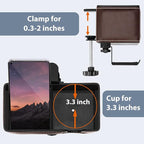 Desk Cup Holder Clip on Pen Holder Headphone Hanger Headset Stand Rotatable Clamp Hook Under Desk (Brown)
