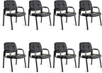 CLATINA Waiting Room Guest Chair with Bonded Leather Padded Arm Rest for Office Reception and Conference Desk Black 8 Pack