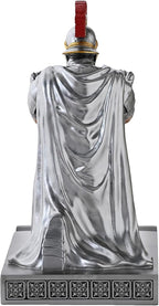 Roman Praetorian Prefect Warrior Knight Pen Holder Desk Ornament Resin Praetorian Guard Mobile Phone Stand Desk Accessories and Organizer For Office with a Letter Opener (Silver)
