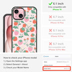 MOSNOVO Case for iPhone 15, [10ft 4X Military-Grade Drop Protection] Durable & Shockproof Phone Case Cover Design for iPhone 15 - Strawberry Garden - Clear Black