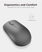 Lenovo 530 Full Size Wireless Computer Mouse for PC, Laptop, Computer with Windows - 2.4 GHz Nano USB Receiver - Ambidextrous Design - 12 Months Battery Life - Graphite Grey