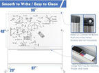 FORTUNO Large Magnetic Mobile Whiteboard 96"x48", Rolling Double Sided Stand Whiteboard on Wheels, Reversible Adjustable Height/Angle Dry Erase Board 8' x 4' Easel White Board for Office Classroom