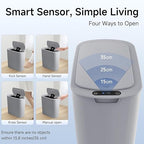 5 Gallon Motion Senor Bathroom Trash Can with Lid, Automatic Garbage Can Touchless, Smart Plastic Waste Basket for Narrow Spaces, Bathroom, Office, Bedroom, Living Room (Gray)