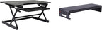 Rocelco 40" Large Height Adjustable Standing Desk Converter with Dual Monitor Stand BUNDLE - Quick Sit Stand Up Computer Workstation Riser - Retractable Keyboard Tray - Black (R DADRB-40-DMS)